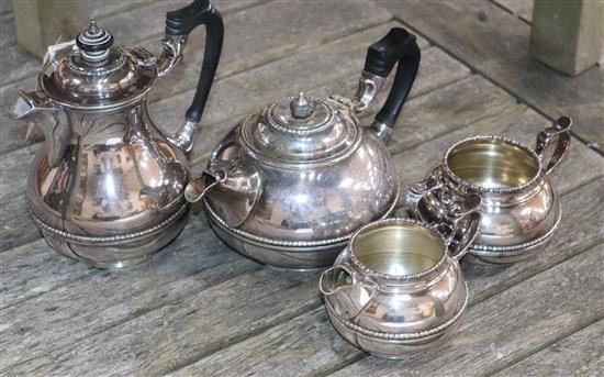 A plated four-piece tea service